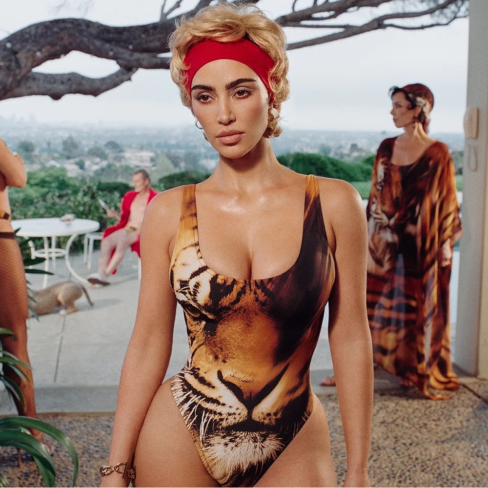 SKIMS ROBERTO CAVALLI Tiger Print One Piece Swimsuit SM NWT and original package